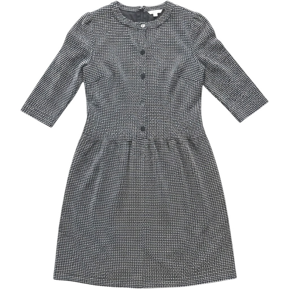 Ann Taylor LOFT NWT Textured Midi Dress Black‎ White Work Casual Size L